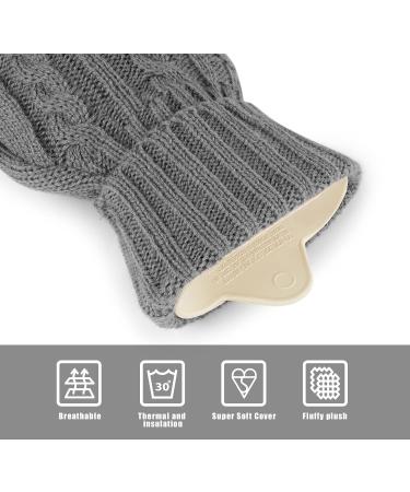 HomeWit 2L Hot Water Bottle with Knitting Covers & Funnel | Long Neck Heat Bottle - Dark Gray - Ideal for Pain Relief & Cozy Warmth - Buy Online on GoSupps.com
