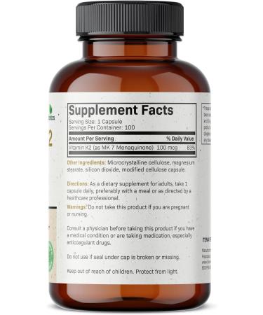 Futurebiotics Vitamin K2 as MK-7 100 mcg - 100 Vegetarian Capsules - Buy Online on GoSupps.com