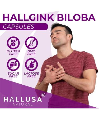 HALLGINK BILOBA Ginkgo Biloba Capsules 120 mg Brain Supplement for Memory Focus & Mental Clarity Natural Cognitive Support 60 Capsules Hallusa Natural - Buy Online on GoSupps.com