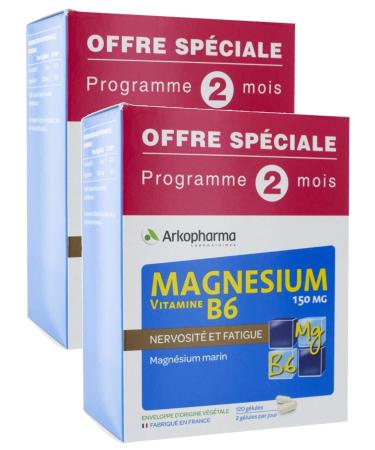 Arkopharma Magnesium Vitamin B6 150 mg Pack of 4 x 60 Capsules