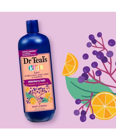 Dr Teal's Kids 3-in-1 Bubble Bath Body Wash & Shampoo with Melatonin & Essential Oils Boost & Renew Elderberry with Vitamin C - Buy Online on GoSupps.com