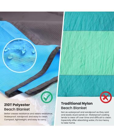 POPCHOSE Beach Blanket - Waterproof Sandproof Outdoor Camping Mat for 4-7 Adults - Lightweight & Compact Beach Accessory (Blue, 108x85.2) - Includes 6 Stakes - Buy Online on GoSupps.com