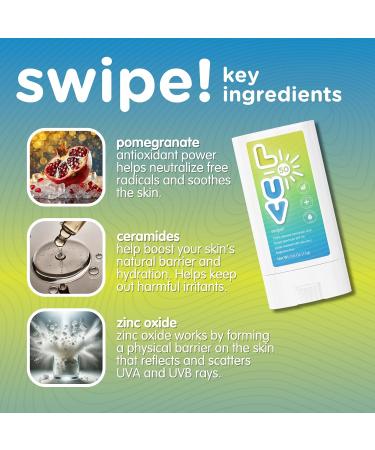 Swipe! SPF 50 Mineral Sunscreen Stick - Broad-Spectrum UVA/UVB Protection for Everyday and Outdoor Use | Lightweight Clear Formula - Buy Online on GoSupps.com