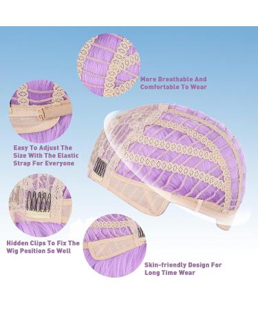 eNilecor 14 Inch Lavender Purple Short Bob Wig for Women - Natural Wavy Synthetic Wig for Cosplay and Party Costume - Buy Online on GoSupps.com