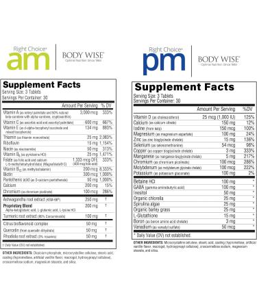 Bodywise Right Choice AM (90 Tablets) and Right Choice PM (90 Tablets) Vitamin D3 Immune Support - Buy Online on GoSupps.com