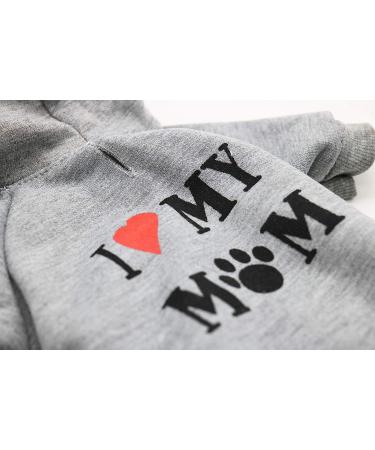 DroolingDog I Love My Mom Dog Tshirt XS Grey - Small Dog Clothes for Boys (Under 3.3lb) - Buy Online on GoSupps.com