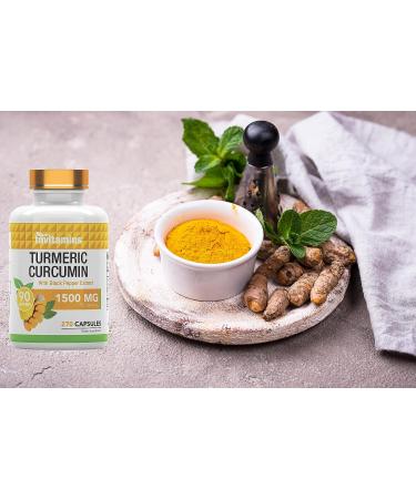 Turmeric Curcumin Capsules with Black Pepper 1500mg - 270 Capsules | 3 Month Supply | Non-GMO, Made in USA - Buy Online on GoSupps.com