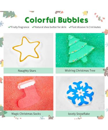 Christmas Bath Bombs for Kids - 4-Pack Gift Set with Santa, Snowflake, Sock, and Star Designs - Perfect Stocking Stuffer for Boys and Girls - Buy Online on GoSupps.com