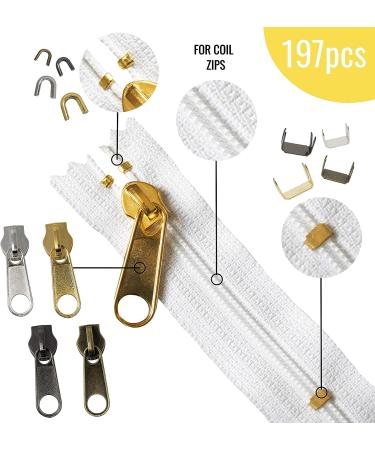 197pc Zipper Repair Kit with Replacement Sliders & Pliers - Ideal for Luggage, Coats, Jeans, Jackets, Tents - Buy Online on GoSupps.com