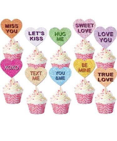 Colorful Valentiens Party Cupcake Topper