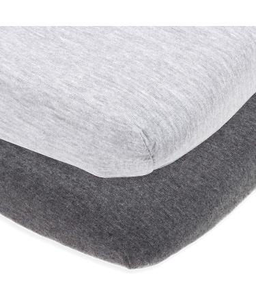 Fitted Pack and Play Sheets Compatible ith Graco Pack n Play and Other 27 x 39 Inch Playard Mattress Pad  Heather Grey  2 Pack