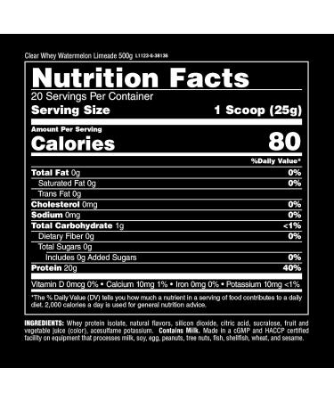 Clear Whey Isolate Protein Powder - Easy to Digest and Mix 5g BCAA Deliciously Juicy Refreshing Anytime Drink for Men and Women Watermelon Limeade 500g (20 Servings) Watermelon Limeade 1.1 Pound (Pack of 1) - Buy Online on GoSupps.com