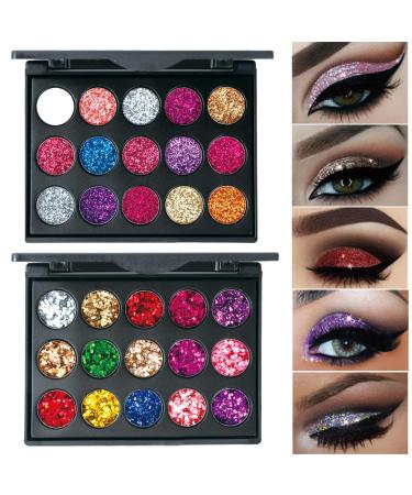 Nivofu 2Pcs Women Eyeshadow Palette, 30 Colors Long Lasting Eye Shadow Palette, Waterproof Eyeshadow Palette Makeup, Eyeshadow Palette Makeup