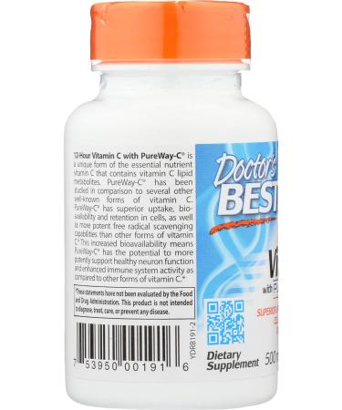 Doctor's Best 12-Hour Vitamin C 500mg with PureWay-C - Immune System Support & Potent Antioxidant (60 Tablets) - Buy Online on GoSupps.com