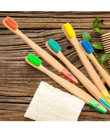 Bamboo Toothbrushes for Adults - BPA-Free Biodegradable Eco-Friendly Family Pack (5 Rainbow Colors) - Plastic-Free Packaging - Buy Online on GoSupps.com