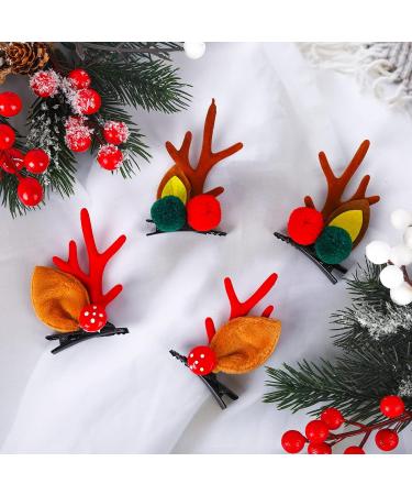 Christmas Reindeer Antler Hair Clip 2 Pairs Christmas Hair Barrettes Antlers Headdress Cute Reindeer Antlers Ears Hair Accessory for Christmas Party Cosplay - Buy Online on GoSupps.com
