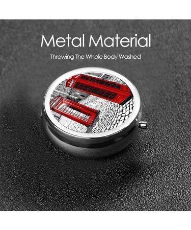 London Red Telephone Booth Mini Round Pill Box | 3-Compartment Travel Organizer | Portable Pill Case for Home & Office - Buy Online on GoSupps.com