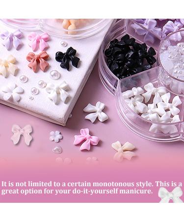 Bow Nail Charms with 7 Grids Nail Art Charms Colorful Nail Charms and Gems Decorative Bow Charms for Nails Art DIY Manicure Craft Decoration Nail Tips - Buy Online on GoSupps.com