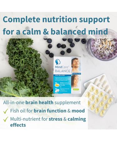 MindCare Balance Calming Supplement with Magnesium, L-Theanine, Omega-3 & B-Vitamins - 60 Capsules - Buy Online on GoSupps.com