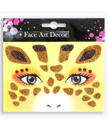 Animal Face Sticker Set - Leopard Tiger Lion Giraffe | Floral Festival & Halloween Body Paint Decoration | 4 Sheets for Stage Performance - Buy Online on GoSupps.com