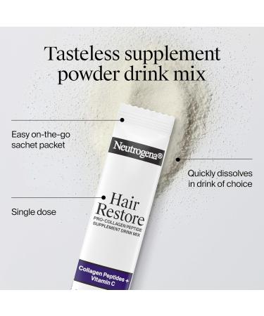 Neutrogena Hair Restore Pro-Collagen Peptide Supplement Powder Drink Mix with Vitamin C Supports Keratin Production Nourishes Scalp from Within & Promotes Thicker Hair 20 Stick Packs - Buy Online on GoSupps.com