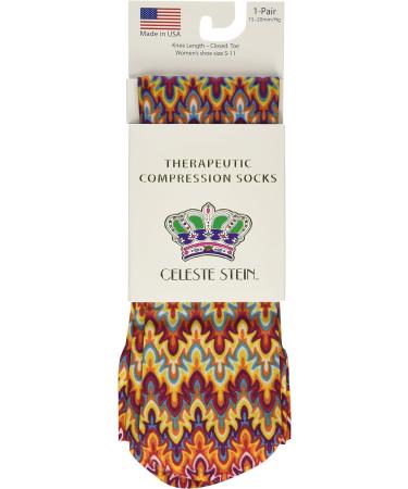 Orange Fleur Missoni Compression Socks | 15-20 mmHg Moderate Support - Celeste Stein - Buy Online on GoSupps.com