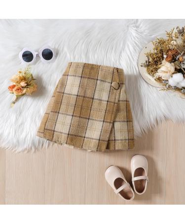 Miipat Baby Girl Clothes Set | Fall Winter Outfit with Pullover Tops and Mini Skirt | 2-3 Years | White & Khaki - Buy Online on GoSupps.com