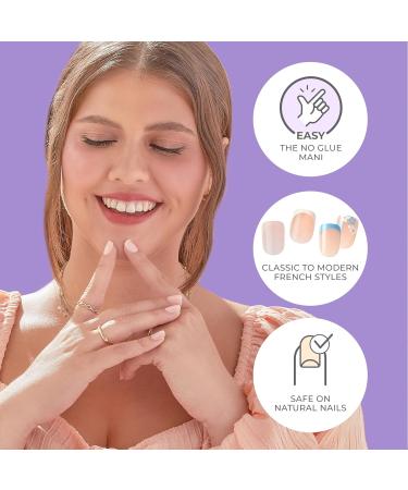 KISS imPRESS No Glue Press-On Nails - Fearless French Almond Shape Light Neutral & White Tip 30 Nails Easy Application - Buy Online on GoSupps.com