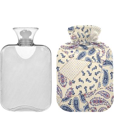 NAANLE Hot Water Bottle - 1L Transparent Patchwork Paisley Flower | Pain Relief for Menstrual Cramps & Heat Therapy - Buy Online on GoSupps.com