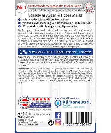 Buy Schaebens Eye & Lip Mask (12x 6ml) - Lifting Complex with Jojoba Oil Q10 & Panthenol for All Skin Types | International Shipping Available - Buy Online on GoSupps.com