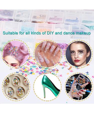 24 Colors Butterfly Nail Glitter for Face Nails Eyes Lips & Hair | Perfect for Festivals Parties & Christmas - Buy Online on GoSupps.com