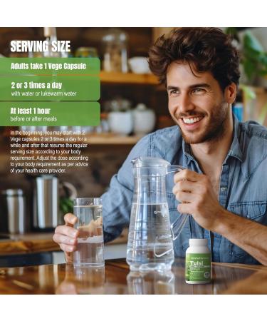 HerbsForever Tulsi (Holy Basil)-Extra Strength (10:1)Extract Equiv.to 2250mg Leaves Powder Per Serving- Supports Immunity Respiratory & Stress Relief|Antioxidant|2%Ursolic Acid|60Veg Capsules|750mg - Buy Online on GoSupps.com