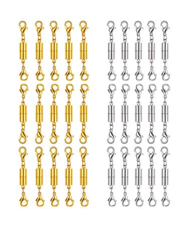 16 Pairs Magnetic Necklace Bracelet Clasps Magnet Converter Jewelry Clasps  Extenders Locking Clasps for Bracelet Necklace Making (Silver)