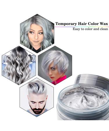 Silver Grey Hair Color Wax 4.23 oz - Instant Hair Dye for Unisex Hairstyles - Party, Cosplay, Halloween - Buy Online on GoSupps.com