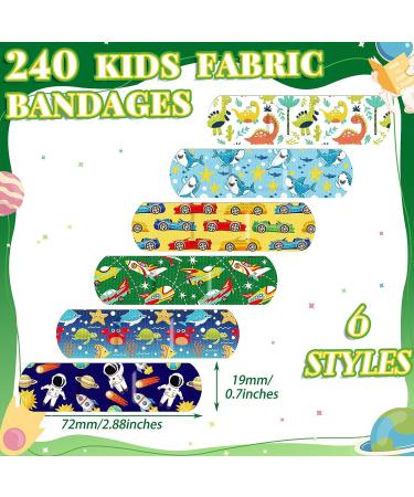 240 Pcs Kids Fabric Bandages - Assorted Styles, Flexible Self Adhesive Wrap for Boys & Girls - Breathable & Protective Cartoon Bandages for Scrapes & Cuts (Cool) - Buy Online on GoSupps.com