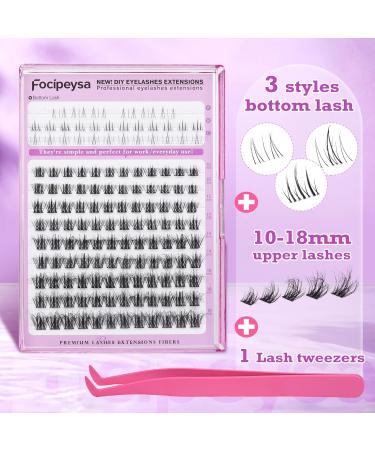 Focipeysa Wispy Lash Clusters - Natural DIY Eyelash Extensions | C Curl Individual Lashes 10-18mm with Applicator - Shop Now for International Shipping - Buy Online on GoSupps.com