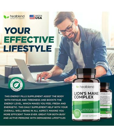 Mushroom Complex Extract with Lion's Mane Fruiting Body - 100% Natural and Effective Energy Pills - Brain Focus Supplement Stimulates Mood and Creativity - 60 Immune Support Capsules - Buy Online on GoSupps.com