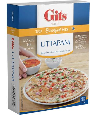 Gits Uttappam Mix 500g Makes Soft Thin Pizza like Dish Made Of Rice-Lentil Batter And Pan-Fried - Garnished With Tamarind Spices And Chutney Savory Pancakes (Pack of 1) - Buy Online on GoSupps.com