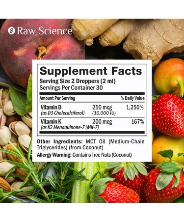 Vitamin D3 + K2 Liquid Drops with Coconut Oil - Bone Density & Heart Support - Made in USA | 2 fl oz - Buy Online on GoSupps.com