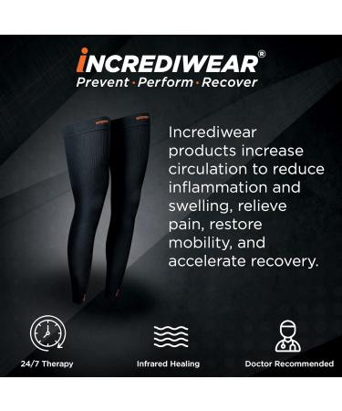 Incrediwear Leg Sleeve 2pk - Full Length Leg Sleeves for Pain Relief & Muscle Recovery | Reduce Swelling Promote Circulation | Unisex Black Medium - Buy Online on GoSupps.com
