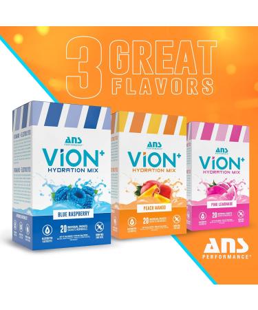 ViON+ Hydration Mix Peach Mango - Sugar-Free Electrolyte Powder with 8 Essential Vitamins - 20 On-the-Go Stick Packs for Hydration Energy & Recovery - Natural Flavors & No Artificial Colors or Dyes - Buy Online on GoSupps.com