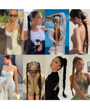 Fulang 2pcs Braid Ponytail Extension with Hair Tie - Red-Brown Long Braided Hair for Women - Buy Online on GoSupps.com