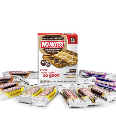 No Nuts! Protein Bars Energy Bars - 100% Nut Free Dairy Free Vegan Protein Bars Vegan Protein Bars Variety Pack of 12 Organic Kosher Egg-Free Non-Gmo & Dairy Free Protein Bars Variety Pack 12 Count (Pack of 1)