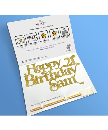 Cakeshop Cake Decoration Pack | Happy Birthday Premium Double Sided Glitter Card Cake Topper Sign & 25g Party Pack of Cake Sugar Sprinkles | Custom Name & Age Cake Decorations (Gold) Non-Prime Glitter Card: Gold - Buy Online on GoSupps.com