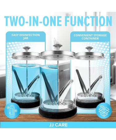 JJ CARE Disinfectant Jar (21 oz) with Removable Basket and Stainless Steel Cap - Ideal for Salon, Manicure Implements, and Barber Tools - Buy Online on GoSupps.com