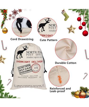 6 Pack Large Christmas Santa Sacks - Xmas Canvas Cotton Stockings with Drawstrings | Pattern 6 - 19.5 X 27.5 | Festive Holiday Gift Bag Set - Buy Online on GoSupps.com