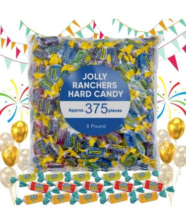Jolly Ranchers Assorted Fruit Flavoured Hard Candy - 5 Pounds of Approx 375 Hard Candy Individually Wrapped for Christmas /Halloween / Goodie Bags/Birthday Parties / pinata stuffers /parade throws Valentines Day /Birthday Parties/ KIDS Day care