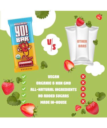 Yo! Bar by Bearded Brothers | Vegan Organic Gluten-Free Kids Snack | Paleo Whole 30 Soy Free Non-GMO Low Glycemic No Sugar Added | Strawberry Flavor | 25 Bars - Buy Online on GoSupps.com