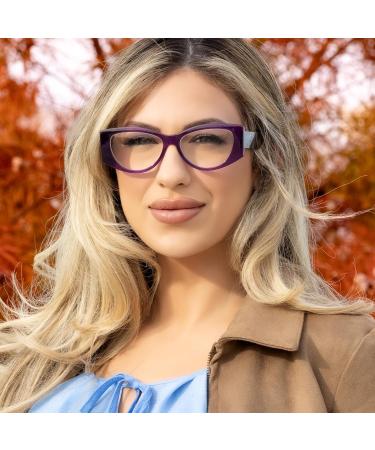 Purple Vogue Oversized Cat Eye Reading Glasses for Women - Stylish Comfort for All Face Shapes - 2.5x High Vision Readers - Buy Online on GoSupps.com