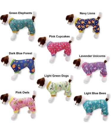Dog Pajamas Pink Owls L 18 Length 22-26 Chest - Soft Cotton Blend Jumpsuit for Small Medium Pets - Buy Online on GoSupps.com